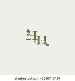 organic leaf logo bold initial concept letter luxury wedding monogram design HH