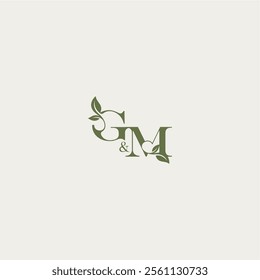 organic leaf logo bold initial concept letter luxury wedding monogram design GM
