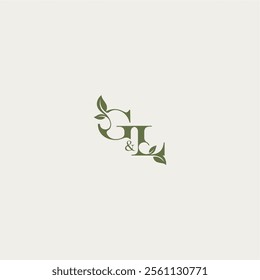 organic leaf logo bold initial concept letter luxury wedding monogram design GL