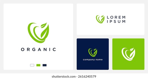 Organic leaf logo design template