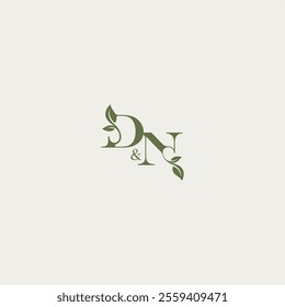 organic leaf logo DN luxury wedding monogram design bold initial concept letter