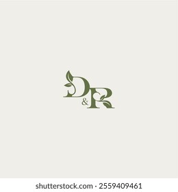 organic leaf logo DR luxury wedding monogram design bold initial concept letter