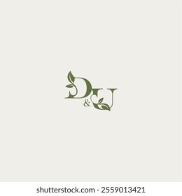 organic leaf logo DU luxury wedding monogram design bold initial concept letter