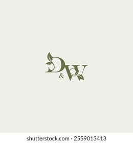 organic leaf logo DW luxury wedding monogram design bold initial concept letter