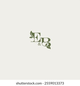 organic leaf logo EB luxury wedding monogram design bold initial concept letter