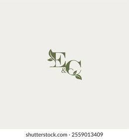 organic leaf logo EC luxury wedding monogram design bold initial concept letter