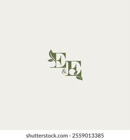 organic leaf logo EE luxury wedding monogram design bold initial concept letter