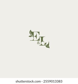 organic leaf logo EL luxury wedding monogram design bold initial concept letter