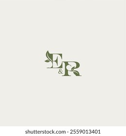 organic leaf logo ER luxury wedding monogram design bold initial concept letter