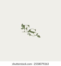 organic leaf logo ES luxury wedding monogram design bold initial concept letter