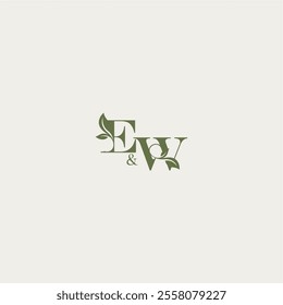organic leaf logo EW luxury wedding monogram design bold initial concept letter
