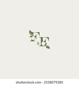 organic leaf logo FF luxury wedding monogram design bold initial concept letter