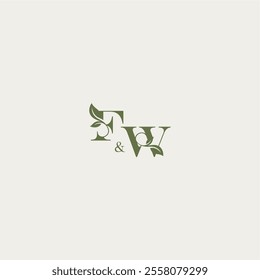 organic leaf logo FW luxury wedding monogram design bold initial concept letter