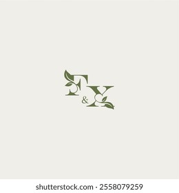 organic leaf logo FX luxury wedding monogram design bold initial concept letter