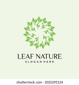 Organic leaf logo set with rotating cycle vector concept design luxury leaf Organic leaf logo design with rotating cycle concept luxury leaf rotating graphic