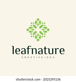 Organic leaf logo set with rotating cycle vector concept design luxury leaf Organic leaf logo design with rotating cycle concept luxury leaf rotating graphic