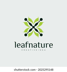 Organic leaf logo set with rotating cycle vector concept design luxury leaf Organic leaf logo design with rotating cycle concept luxury leaf rotating graphic