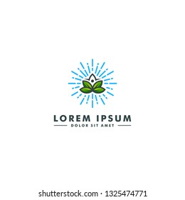 Organic leaf logo template, Abstract Cannabis icon, Marijuana design vector illustration