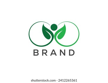 Organic leaf man logo vector. Nature man and eco life logo. Healthcare logo design vector template