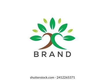 Vector del logotipo del hombre de hoja orgánica. Hombre de la naturaleza y logotipo de vida ecológica. Plantilla de vector de diseño de logotipo de asistencia sanitaria