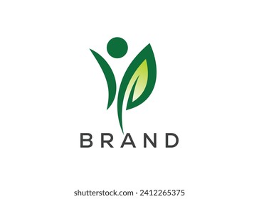 Organic leaf man logo vector. Nature man and eco life logo. Healthcare logo design vector template