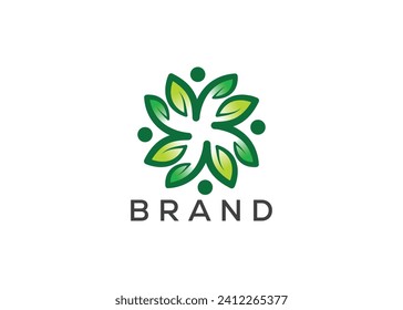 Organic leaf man logo vector. Nature man and eco life logo. Healthcare logo design vector template