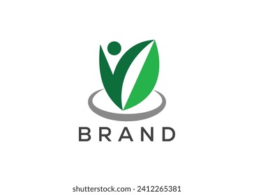 Organic leaf man logo vector. Nature man and eco life logo. Healthcare logo design vector template