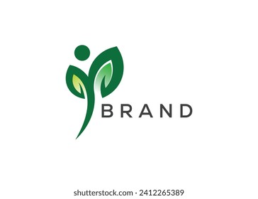 Organic leaf man logo vector. Nature man and eco life logo. Healthcare logo design vector template