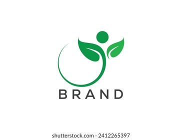 Organic leaf man logo vector. Nature man and eco life logo. Healthcare logo design vector template