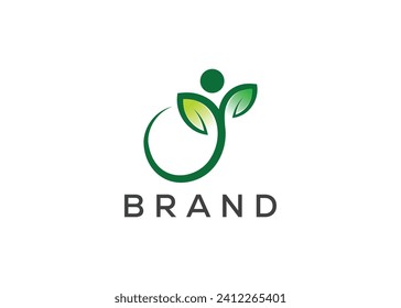 Organic leaf man logo vector. Nature man and eco life logo. Healthcare logo design vector template