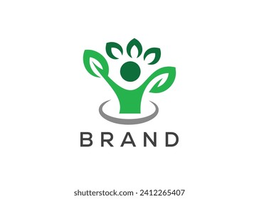 Organic leaf man logo vector. Nature man and eco life logo. Healthcare logo design vector template