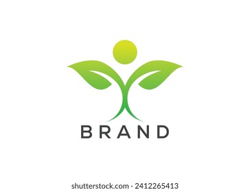 Organic leaf man logo vector. Nature man and eco life logo. Healthcare logo design vector template