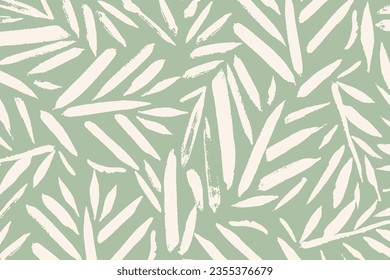 Organic Leaf Pattern. Branch with Leaves Ornamental Texture. Floral Seamless Pattern. Palm Branch Background. Flourish Nature Summer Garden. Tropical Green Ornament