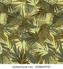 
 Patrón de hoja orgánica. Rama con hojas de textura ornamental. Vector sin costuras floral. Fondo de la rama de la palma, diseño de la hoja, patrón de los hombres, nadar, verano 