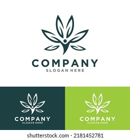 Organic Leaf With People Creative Concept Logo Vector Template graphic illustration