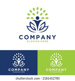 Organic Leaf With People Creative Concept Logo Vector Template graphic illustration