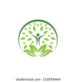 Organic leaf people logo template