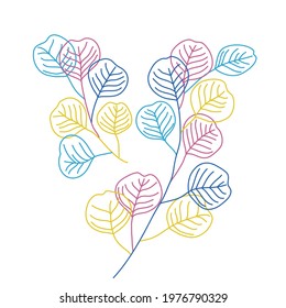 Organic leaf thin line. Branches. Hand drawn vector illustration.