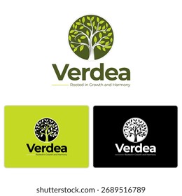 Organic leaf tree logo ideal for nature or wellness brands.