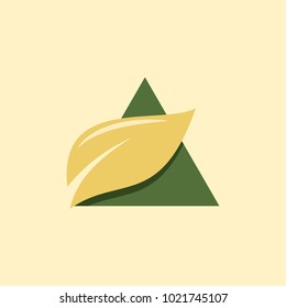 organic leaf triangle sign eco logo