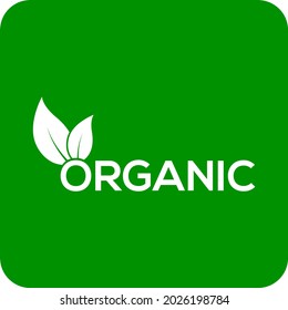 Organic leaf vector logo or icon, green background organic logo