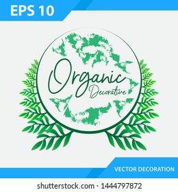 Organic leaves frame, Vector green earth day art leaf, Decoration natural, holiday poster, vector illustration with leaves, promotion, flyer, invitation, cover, wallpaper