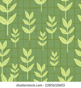 Las hojas orgánicas son un patrón sin fisuras. Papel tapiz de hojas de bosque decorativo. Fondo botánico. Diseño para tela, impresión textil, envoltura, cubierta. Ilustración vectorial.
