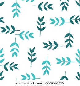 Organic leaves seamless pattern. Decorative forest leaf wallpaper. Botanical background. Design for fabric, textile print, wrapping, cover. Vector illustration.