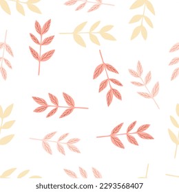 Organic leaves seamless pattern. Decorative forest leaf wallpaper. Botanical background. Design for fabric, textile print, wrapping, cover. Vector illustration.