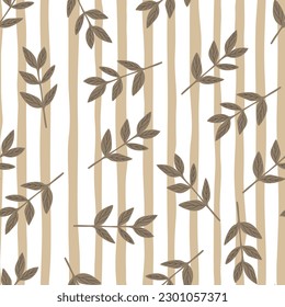 Organic leaves seamless pattern. Decorative forest leaf wallpaper. Botanical background. Design for fabric, textile print, wrapping, cover. Vector illustration.