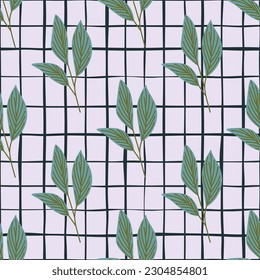 Organic leaves seamless pattern in simple style. Botanical background. Decorative forest leaf wallpaper. For fabric design, textile print, wrapping paper, cover. Vector illustration
