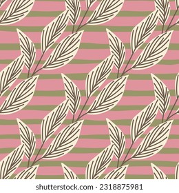 Hojas orgánicas sin fisuras en un estilo simple. Fondo botánico. Papel tapiz de hojas de bosque decorativo. Para el diseño de tejidos, impresión textil, papel de envoltura, cubierta. Ilustración del vector