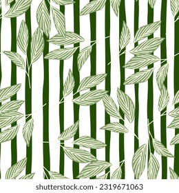 Organic leaves seamless pattern in simple style. Botanical background. Decorative forest leaf wallpaper. For fabric design, textile print, wrapping paper, cover. Vector illustration