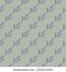 Organic leaves seamless pattern in simple style. Botanical background. Decorative forest leaf wallpaper. For fabric design, textile print, wrapping paper, cover. Vector illustration